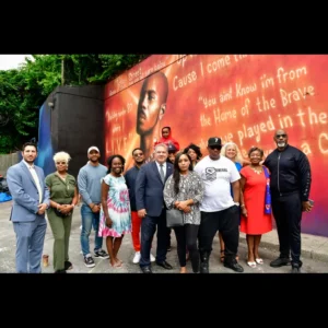 dmx image in Yonkers on wall with graffiti.