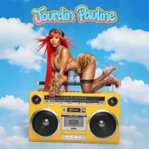 Jourdin Pauline posing on a retro yellow boombox promoting her single “Sexier Than You”