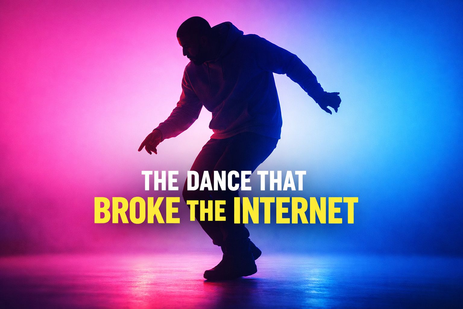 Drake Hotline Bling dance scene with pink and blue lighting representing viral music video moment