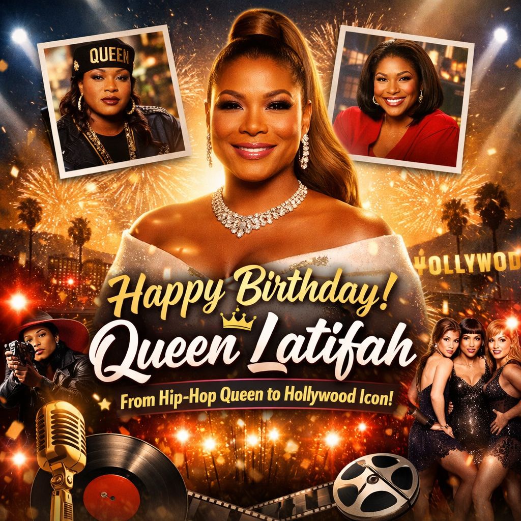 Queen Latifah celebrating her birthday as a hip-hop pioneer and Hollywood actress