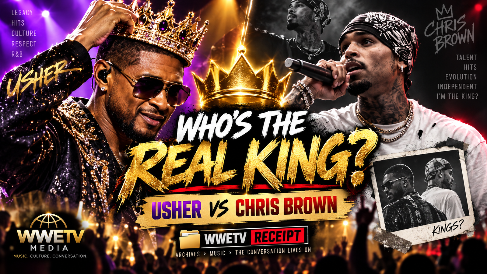 Debate erupts online after Usher crowns himself king.