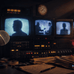 Archival television monitors and a microphone representing the debate over Tupac Shakur's final interview